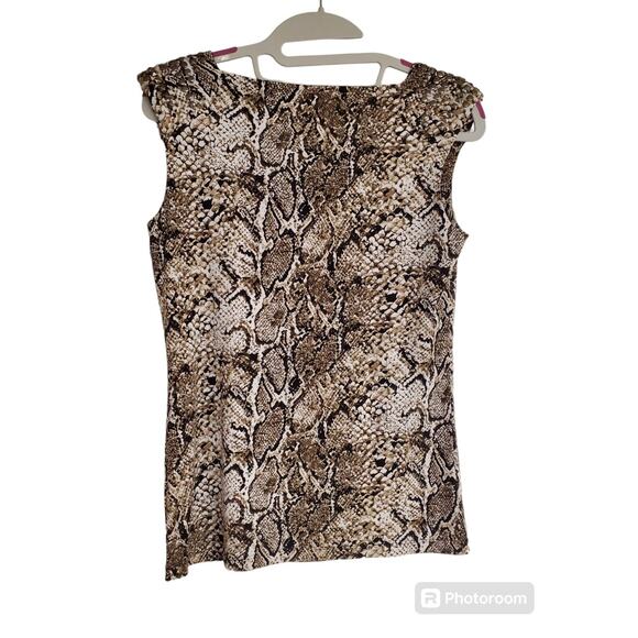Women's Kenneth Cole Snake Print Sleeveless Blouse with Bead Accents | Size PS - Picture 2 of 9